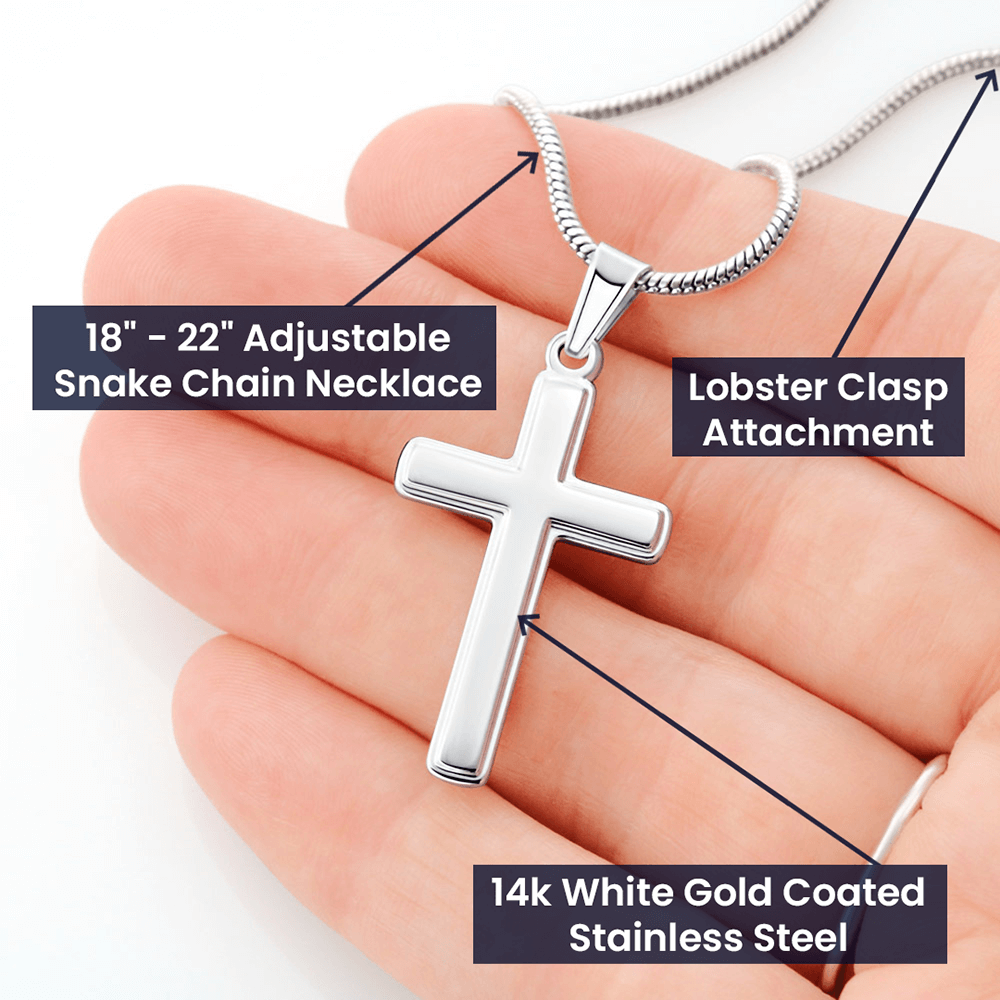 To My Man Cross Necklace Jewelry For Men, Man Necklace Silver From My Love 423 Gift
