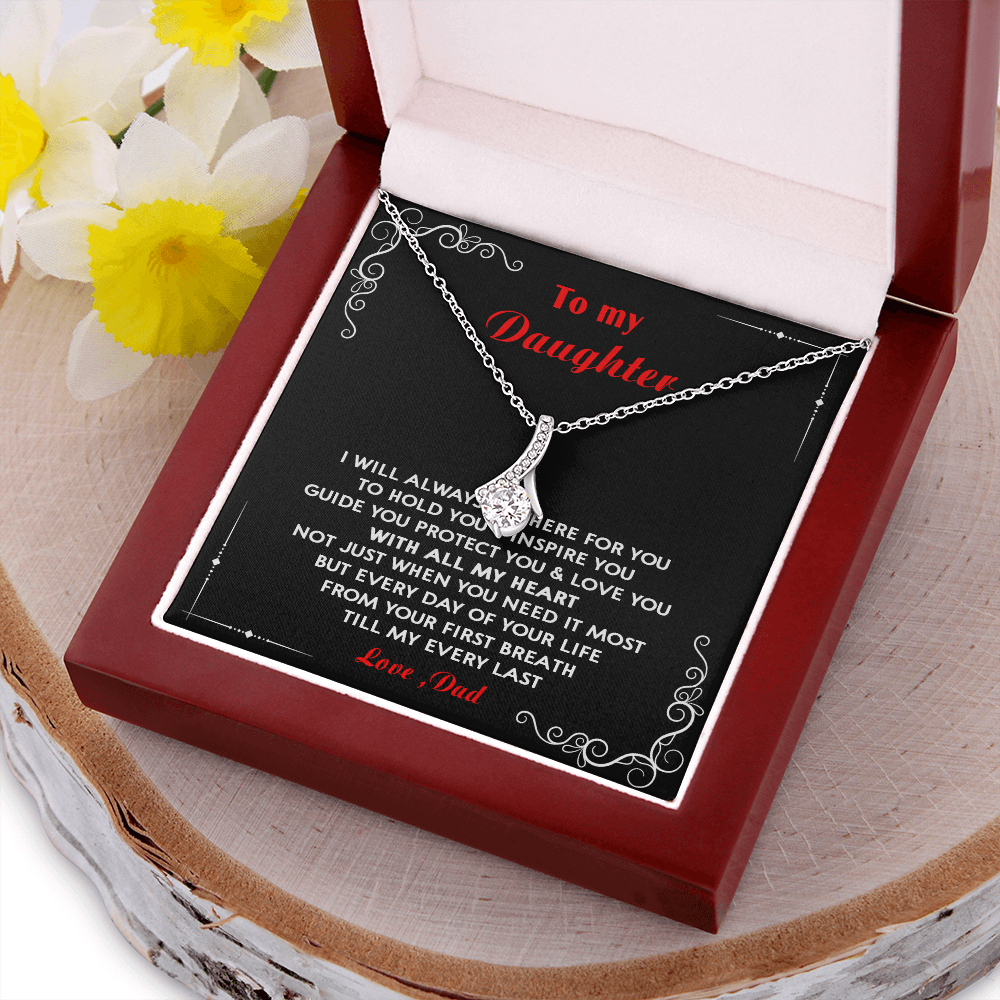 N351B To My Daughter Love Dad - Father and Daughter Necklace Heart Gift from Daddy