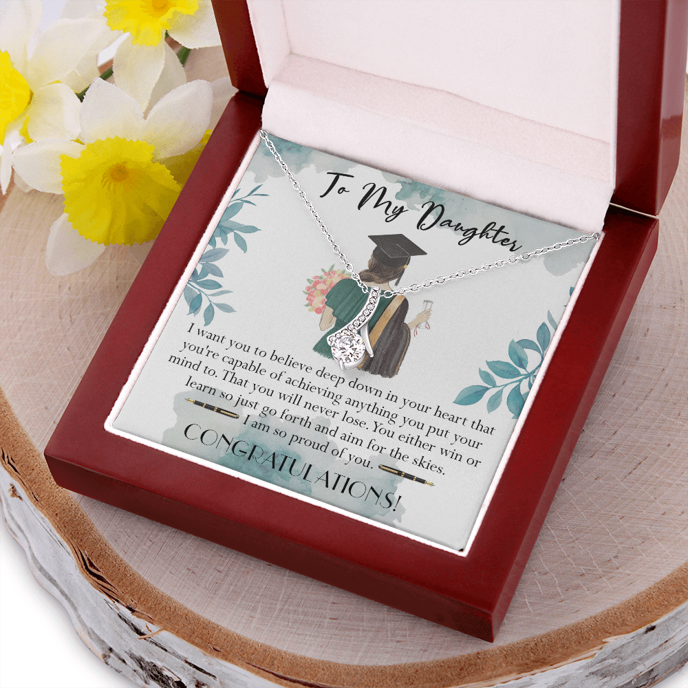 405B To My Daughter Necklace, Congratulations Gift 2022, Graduation Necklace Daughter