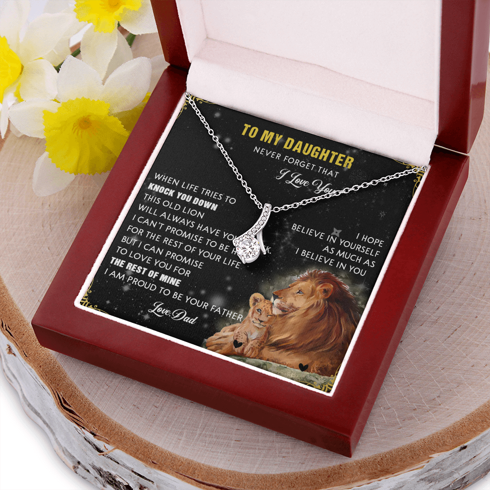 N354B To My Daughter Necklace, Gift For Daughter From Dad, Daughter Father Lion