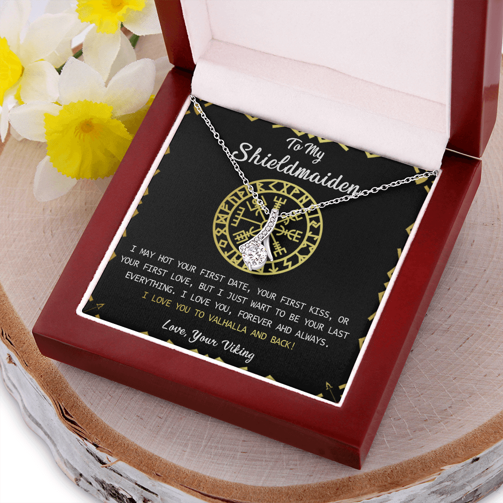 N373B To My Shieldmaiden Necklace, Lagertha Shield Necklace, Gift For Viking Wife