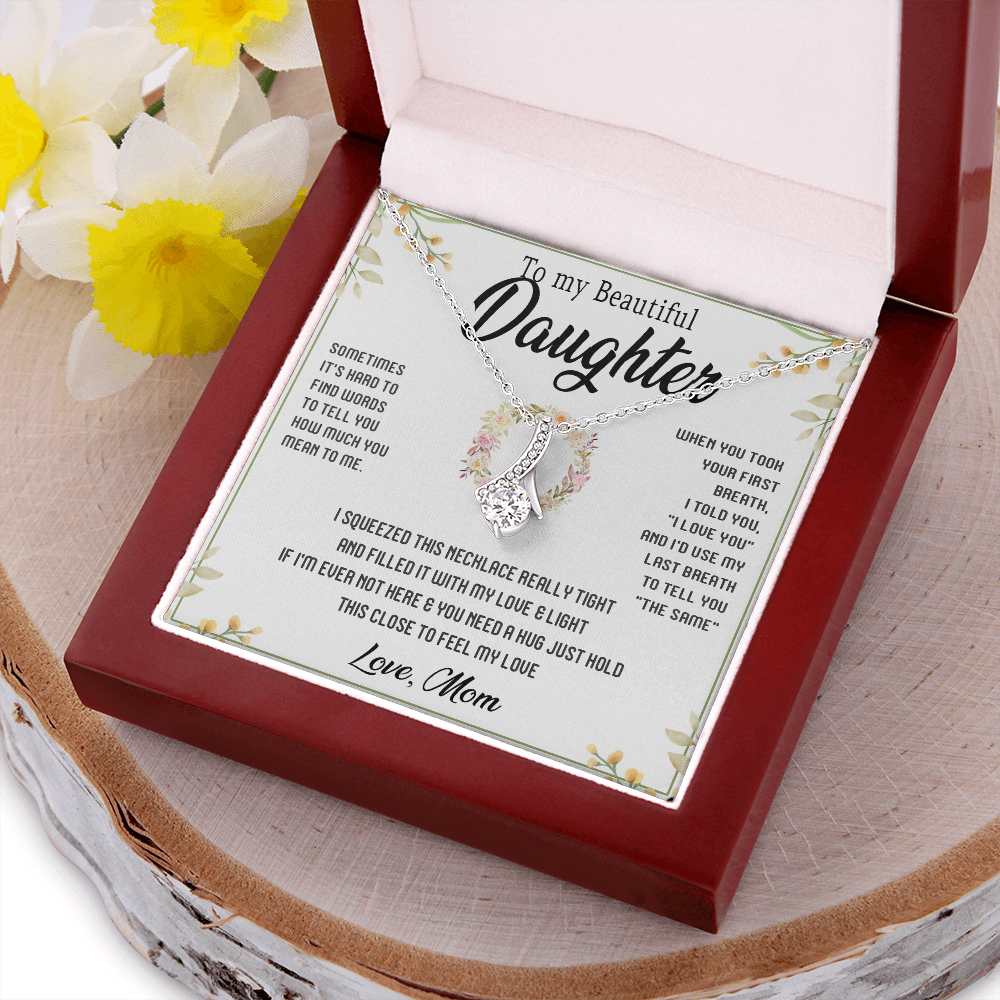 45B To My Beautiful Daughter Gift From Mom, Gift Necklace, Gift Birthday, Holiday