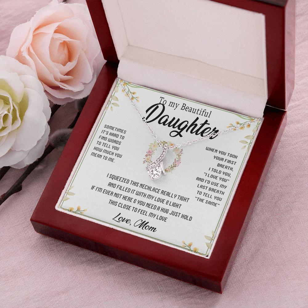 45B To My Beautiful Daughter Gift From Mom, Gift Necklace, Gift Birthday, Holiday