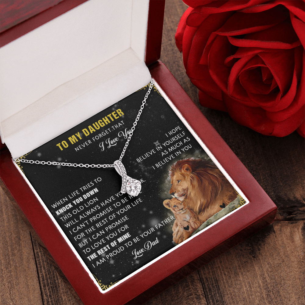 N354B To My Daughter Necklace, Gift For Daughter From Dad, Daughter Father Lion