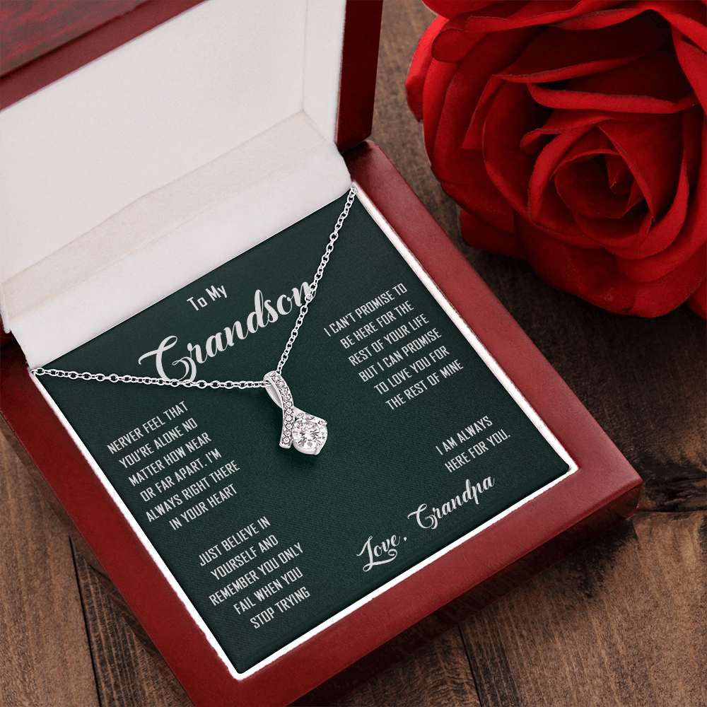 N368B To My Grandon Love Gift Sentimental Christian Cross Necklace Anniversary Gift