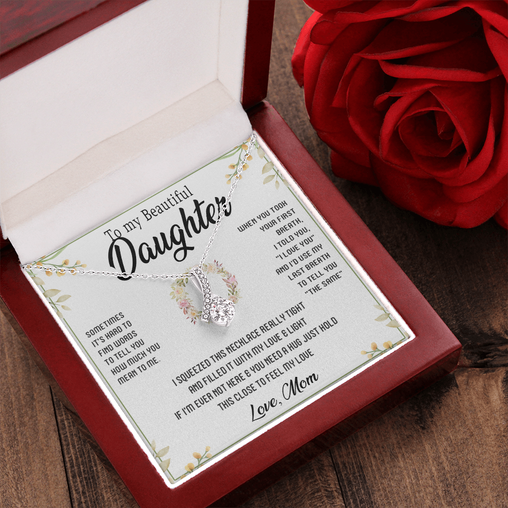 45B To My Beautiful Daughter Gift From Mom, Gift Necklace, Gift Birthday, Holiday