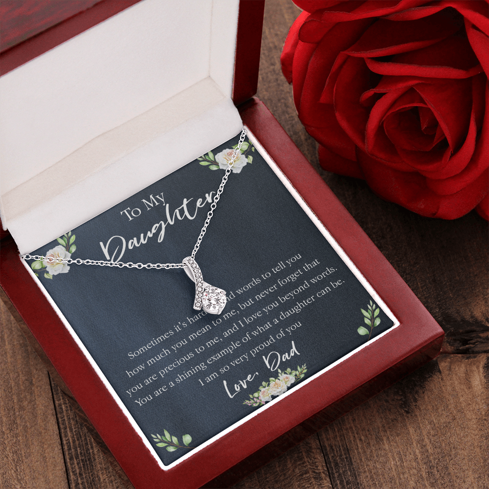 18B Necklace To My Daughter, Floral Necklace Gift for Daughter/Her, Gift From Dad