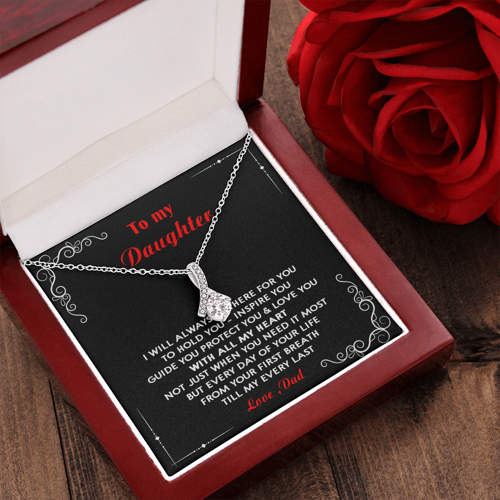 N351B To My Daughter Love Dad - Father and Daughter Necklace Heart Gift from Daddy