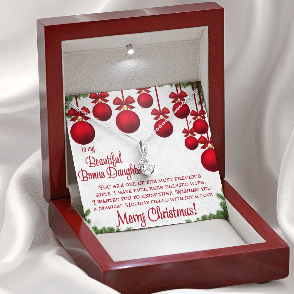To My Bonus Daughter Christmas Necklace Gift from Stepmom or Stepdad 467