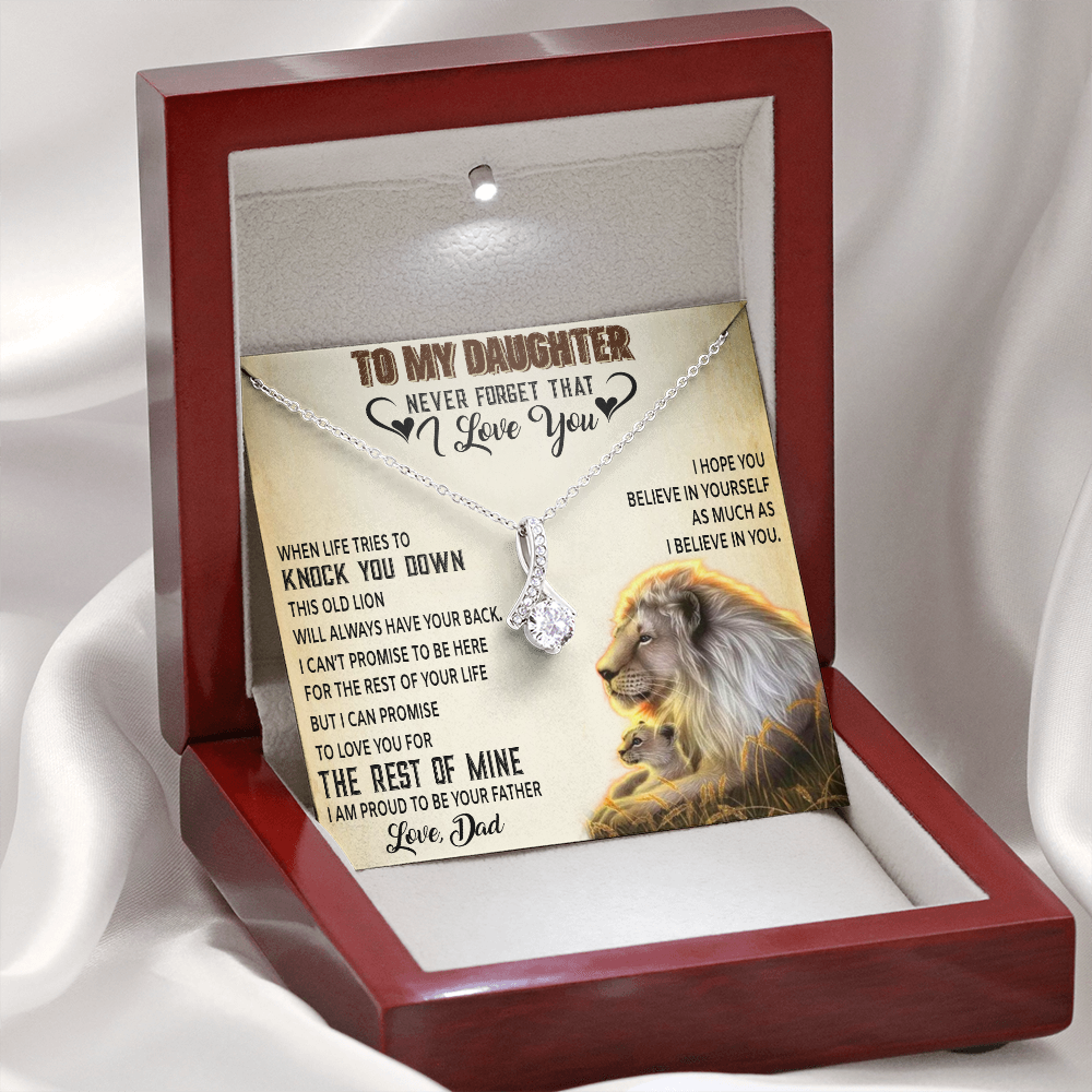 To My Daughter Necklace, Xmas Gift For Daughter From Dad, Daughter Father Lion 527