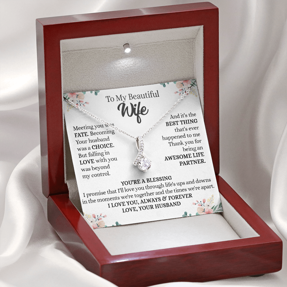 201B - To my Beautiful Wife, Wife Necklace Gift from Husband, Valentine's Day Necklace