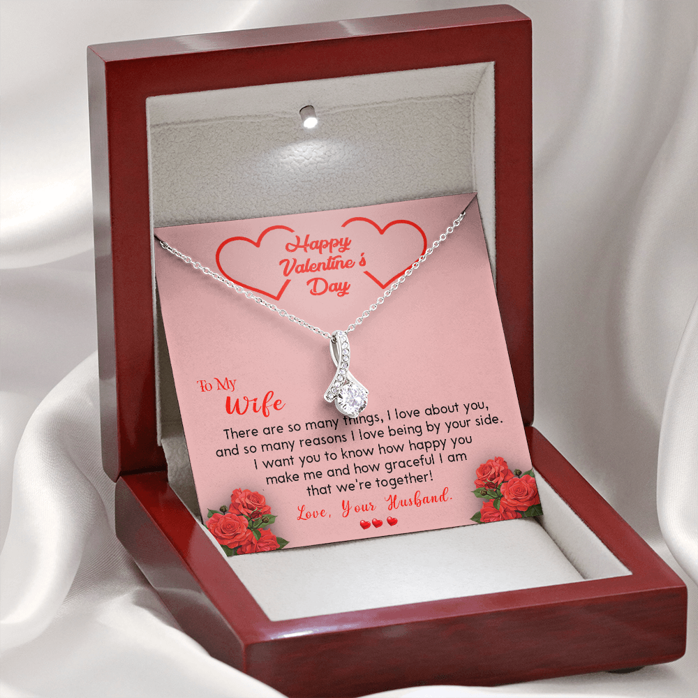 202B - To my Wife Necklace, Happy Valentine's Day Gift Necklace for Beautiful Wife