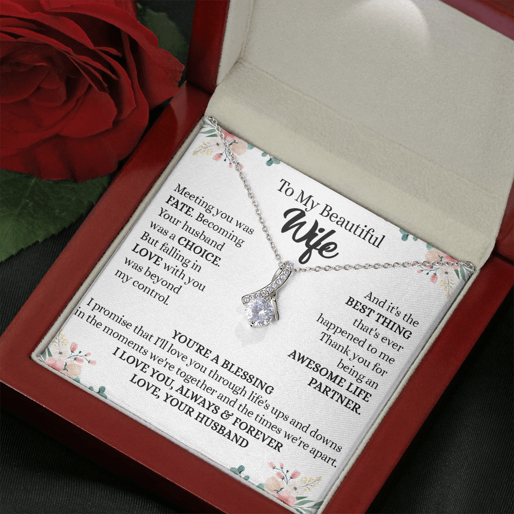 201B - To my Beautiful Wife, Wife Necklace Gift from Husband, Valentine's Day Necklace