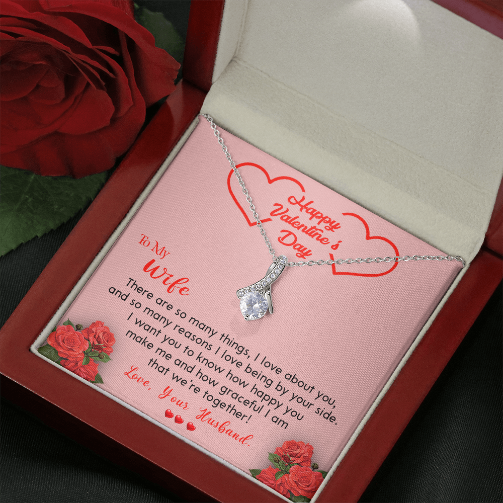 202B - To my Wife Necklace, Happy Valentine's Day Gift Necklace for Beautiful Wife