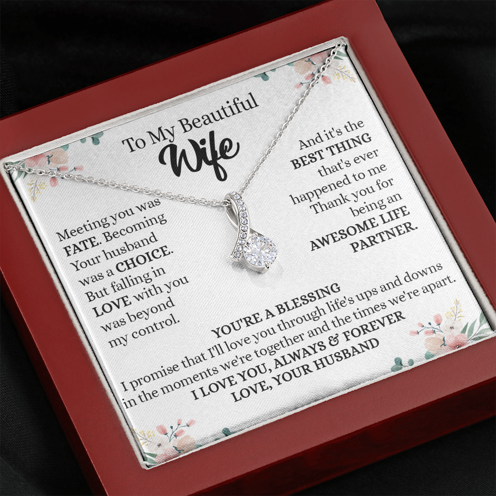 201B - To my Beautiful Wife, Wife Necklace Gift from Husband, Valentine's Day Necklace