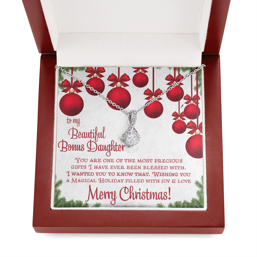 To My Bonus Daughter Christmas Necklace Gift from Stepmom or Stepdad 467