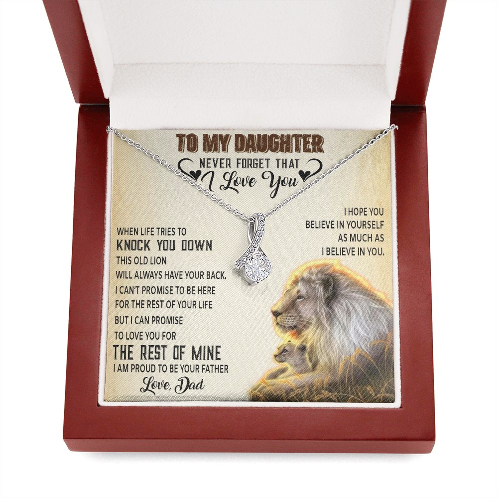 To My Daughter Necklace, Xmas Gift For Daughter From Dad, Daughter Father Lion 527