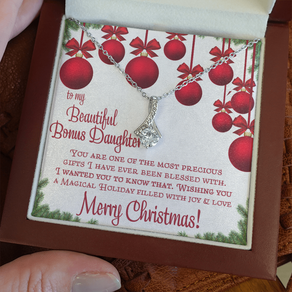 To My Bonus Daughter Christmas Necklace Gift from Stepmom or Stepdad 467