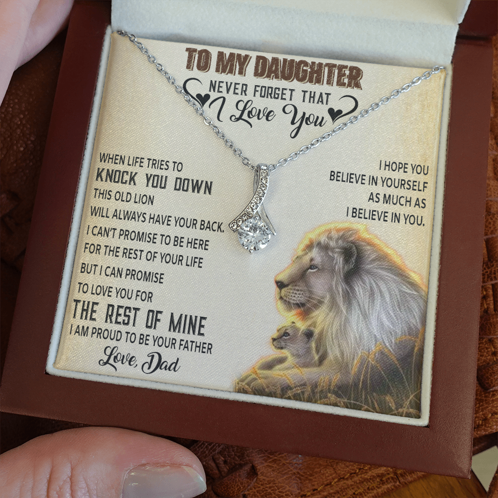 To My Daughter Necklace, Xmas Gift For Daughter From Dad, Daughter Father Lion 527