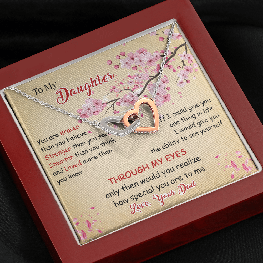 N366D To My Daughter Forever Love Heart Necklace, Birthday gift for Daughter from Dad