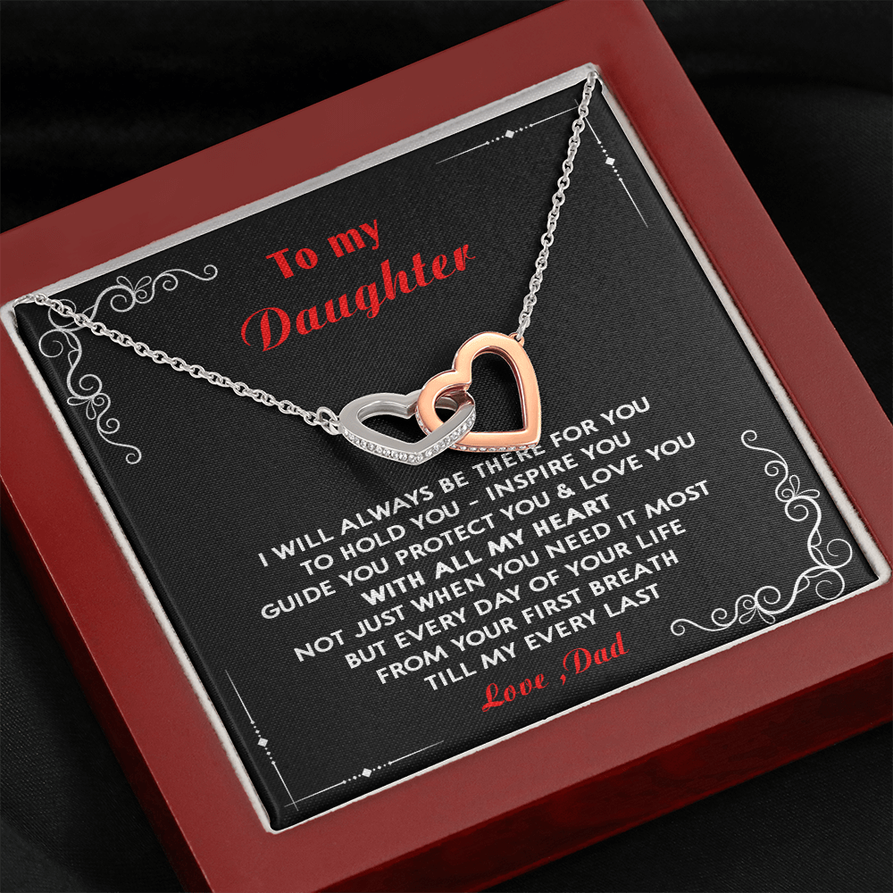 N351D To My Daughter Love Dad - Father and Daughter Necklace Heart Gift from Daddy