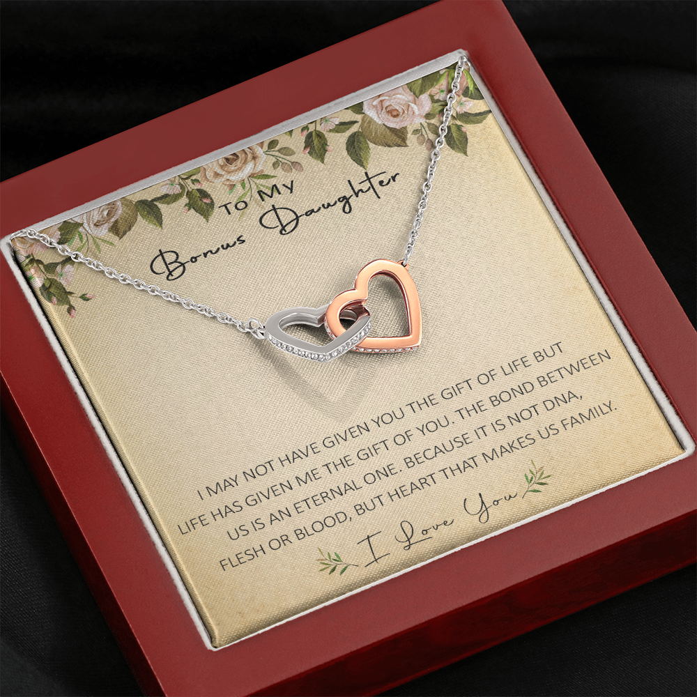 N367D To My Bonus Daughter Unique Gift Forever Love Heart Necklace for Step Daughter