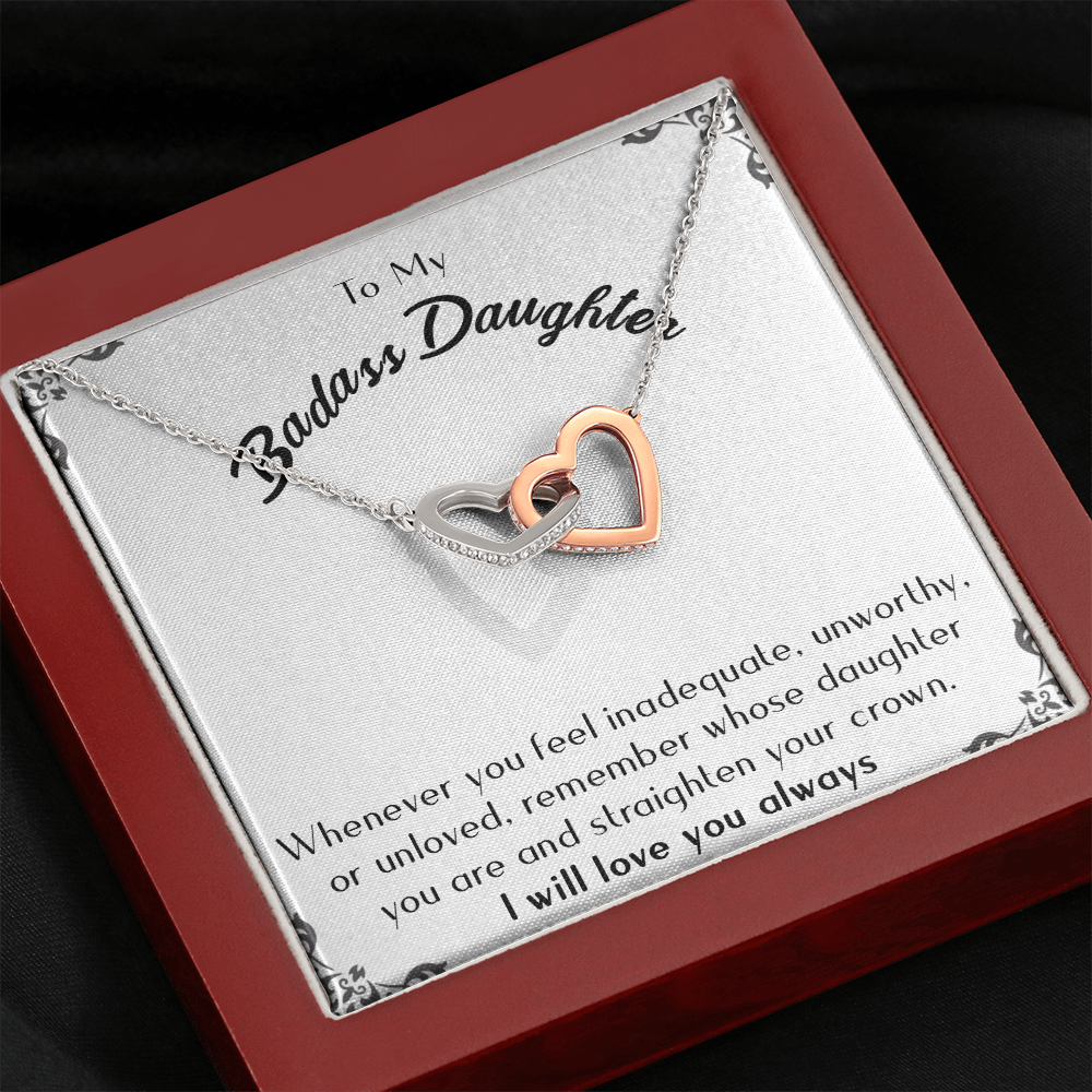 175D Necklace To Badass-Daughter, Daughter Necklace, I LOVE YOU Always From Dad Mom