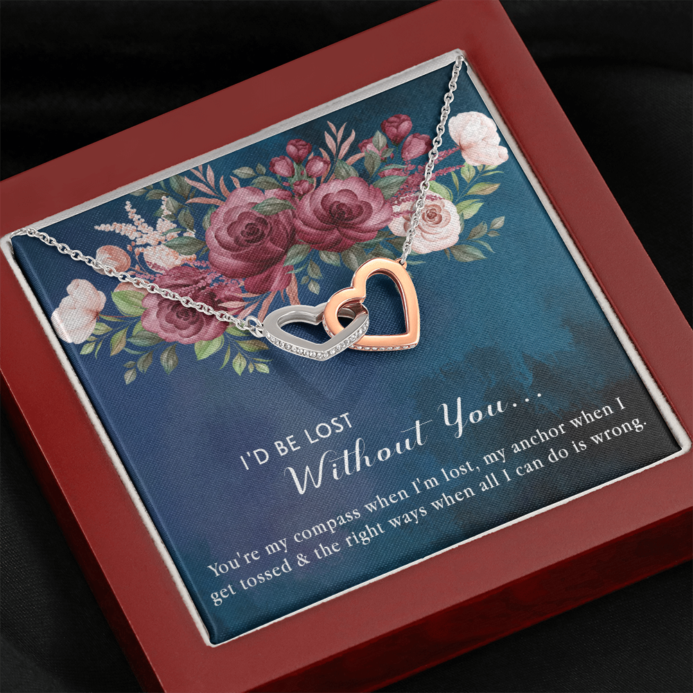 174D Necklace Gift for Girlfriend Wife, I'd Be Lost Without You Valentines Day Gifts