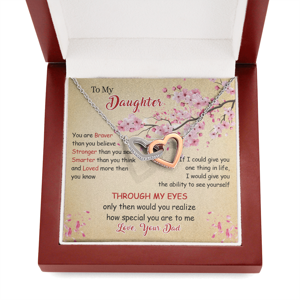 N366D To My Daughter Forever Love Heart Necklace, Birthday gift for Daughter from Dad