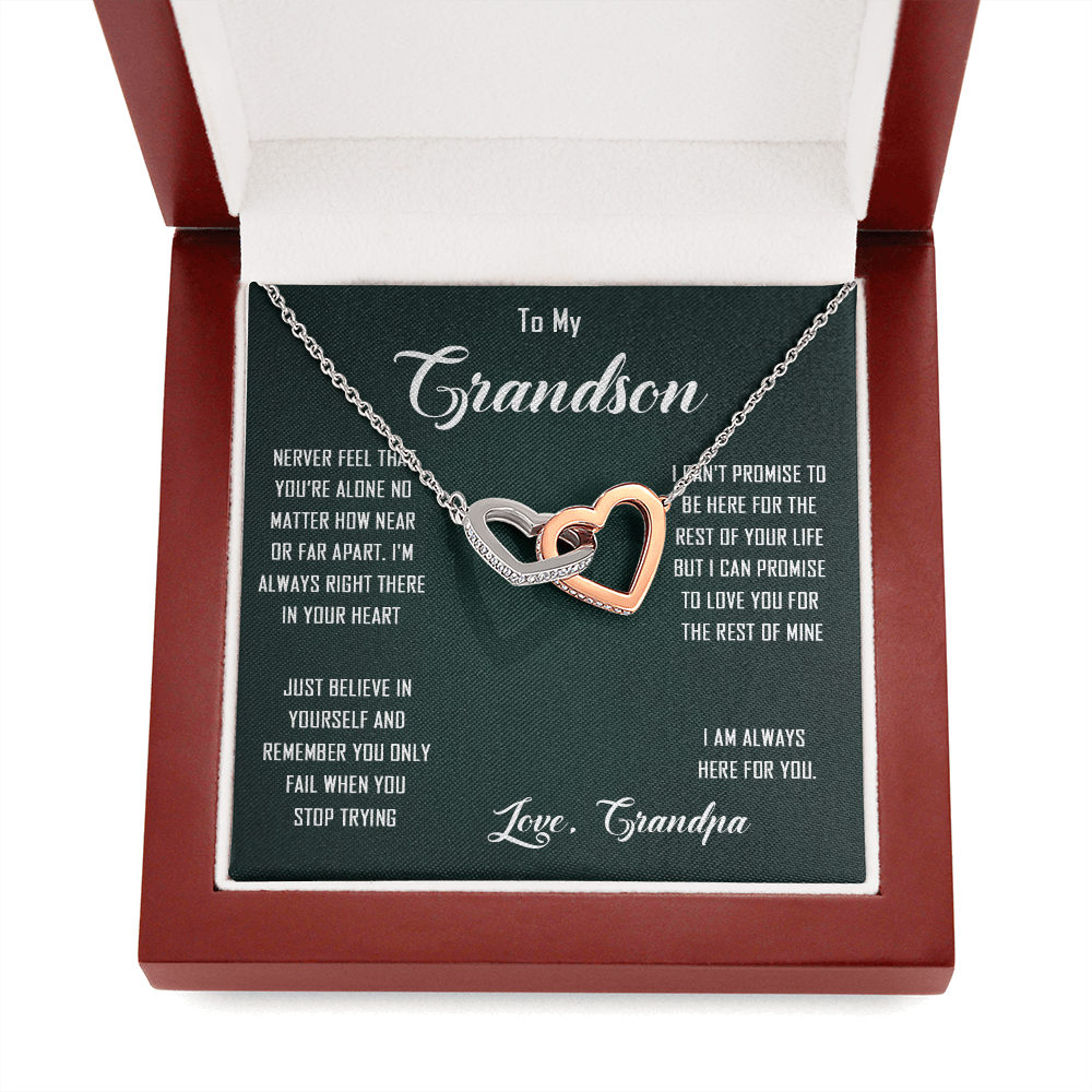 N368D To My Grandon Love Gift Sentimental Christian Cross Necklace Anniversary Gift