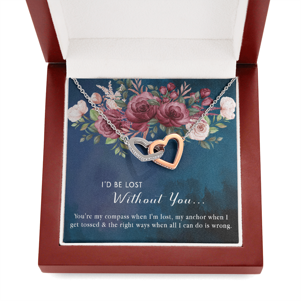 174D Necklace Gift for Girlfriend Wife, I'd Be Lost Without You Valentines Day Gifts