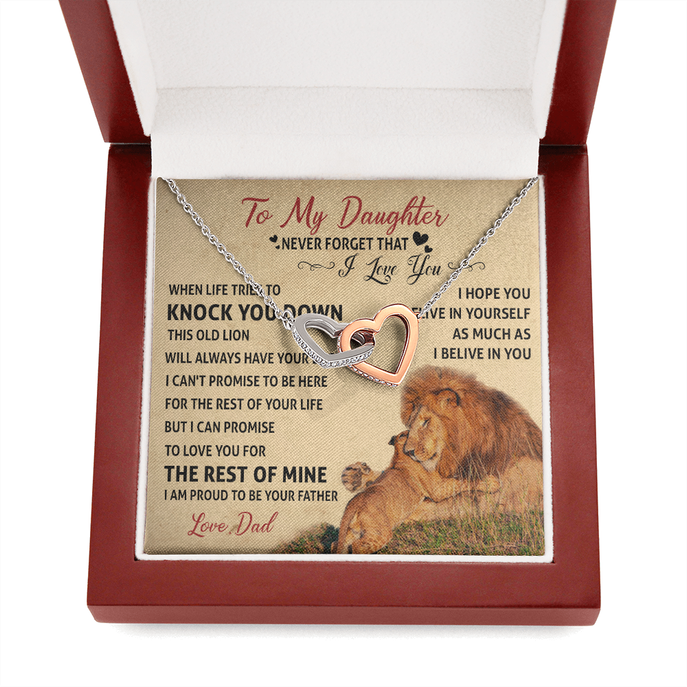 3D Necklace To My Daughter Cute Birthday Gift from Dad I LOVE YOU Lion Dad Fathers