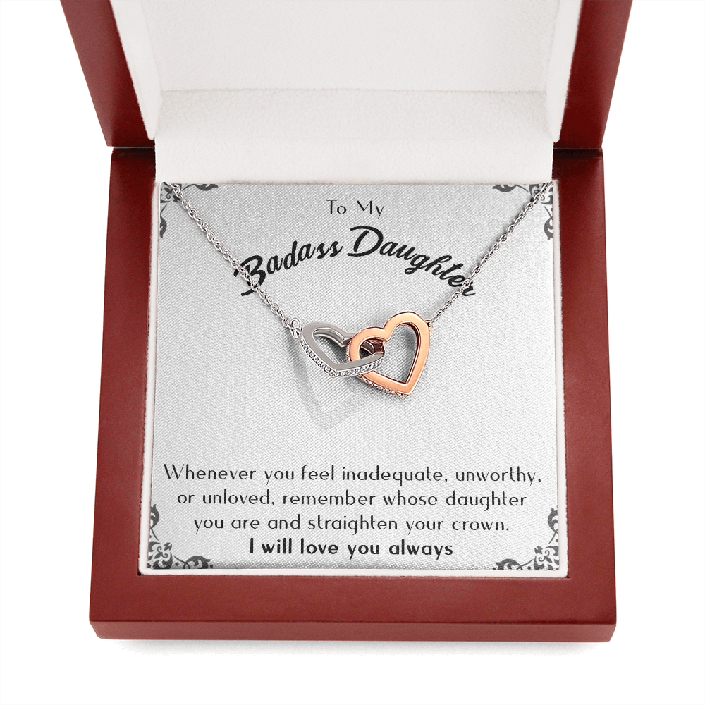 175D Necklace To Badass-Daughter, Daughter Necklace, I LOVE YOU Always From Dad Mom