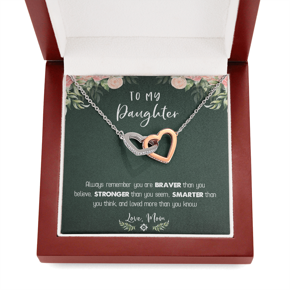 122D Necklace To My Daughter Birthday Gift From Mom, You Are Braver, Stronger,Smarter