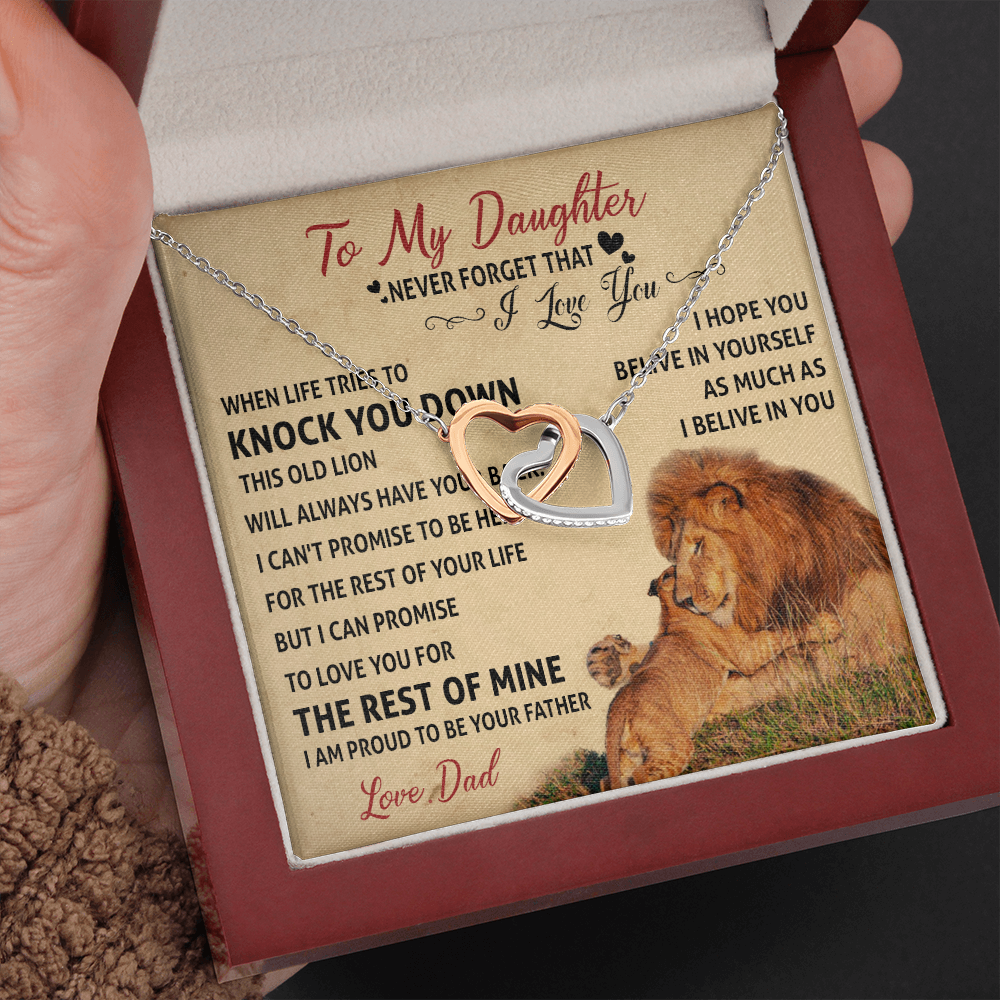3D Necklace To My Daughter Cute Birthday Gift from Dad I LOVE YOU Lion Dad Fathers