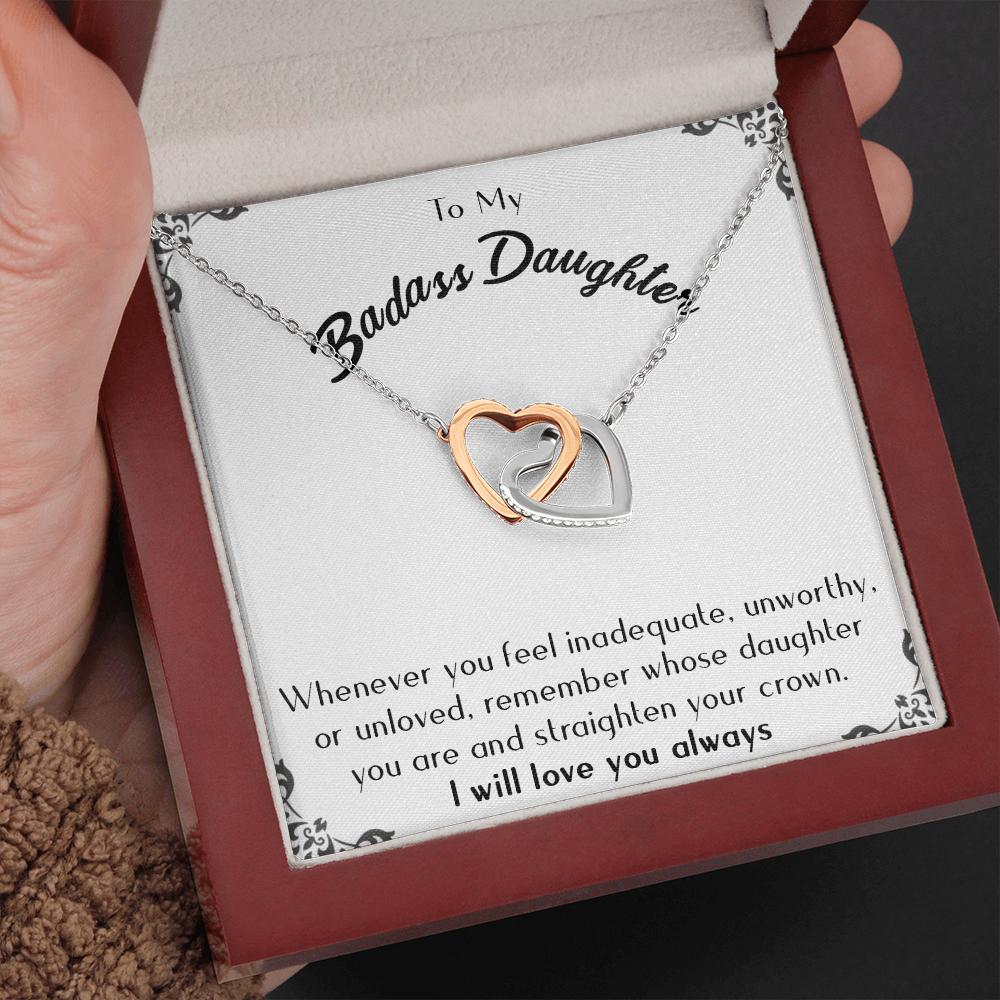 175D Necklace To Badass-Daughter, Daughter Necklace, I LOVE YOU Always From Dad Mom