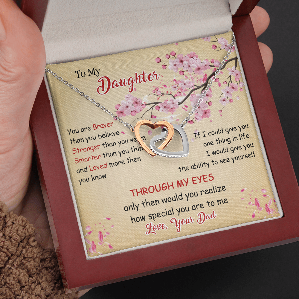 N366D To My Daughter Forever Love Heart Necklace, Birthday gift for Daughter from Dad