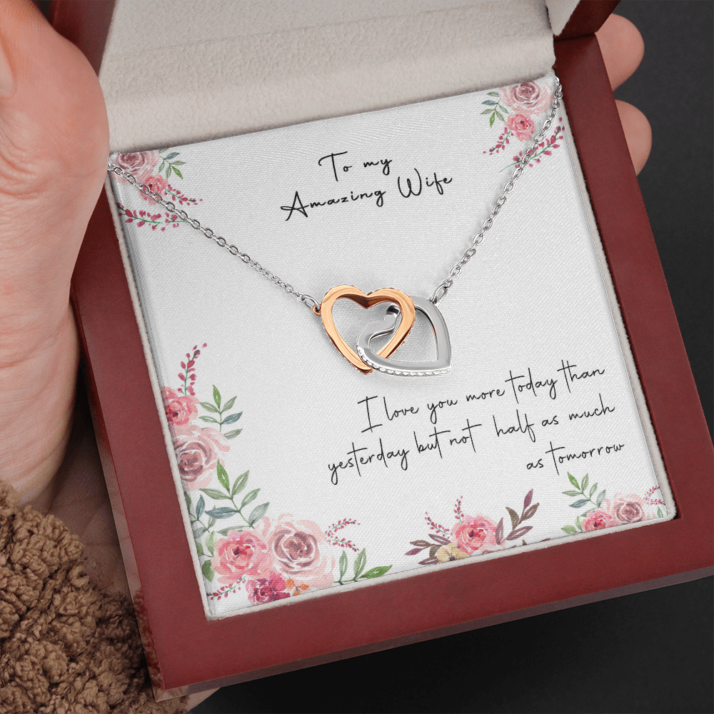 166D Necklace Gift To My Amazing Wife, Valentine Gift for Her, I LOVE YOU Forever