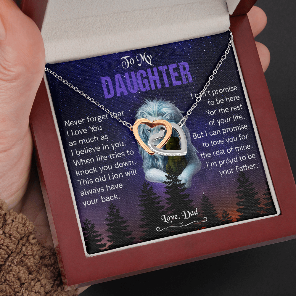 N371D To My Daughter Necklace, Gift For Daughter From Dad, Daughter Father Lion Gift