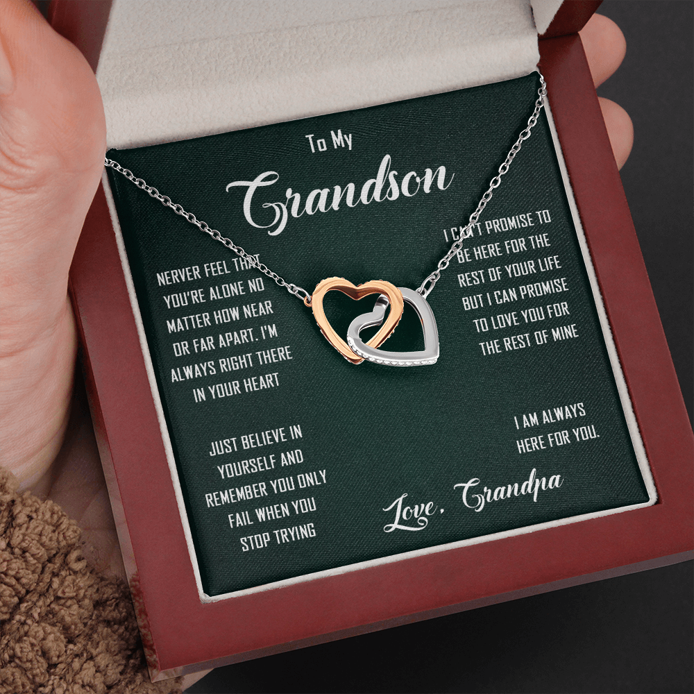 N368D To My Grandon Love Gift Sentimental Christian Cross Necklace Anniversary Gift