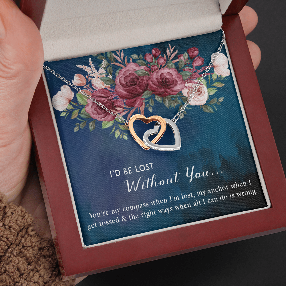 174D Necklace Gift for Girlfriend Wife, I'd Be Lost Without You Valentines Day Gifts