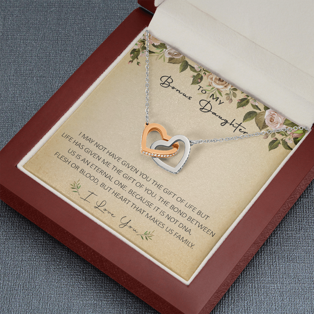 N367D To My Bonus Daughter Unique Gift Forever Love Heart Necklace for Step Daughter