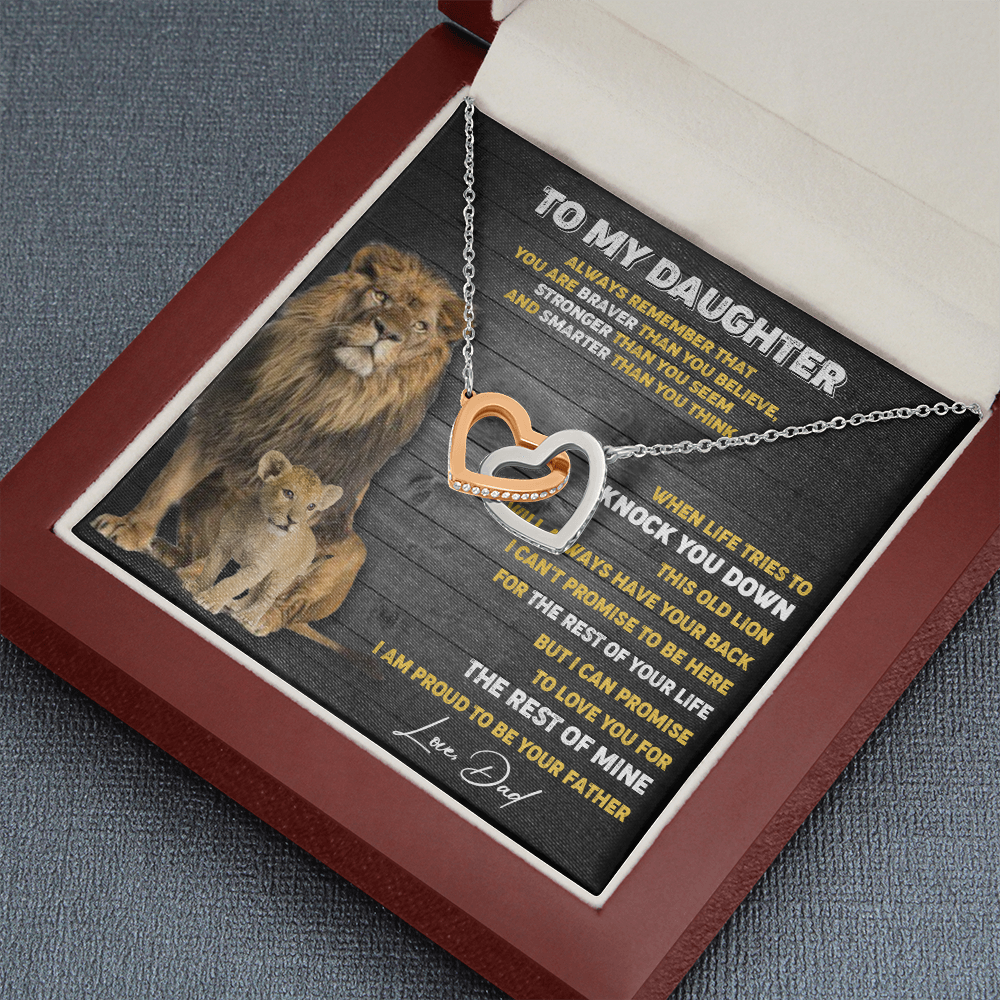 N374D To My Daughter Necklace, Xmas Gift For Daughter From Dad, Daughter Father Lion