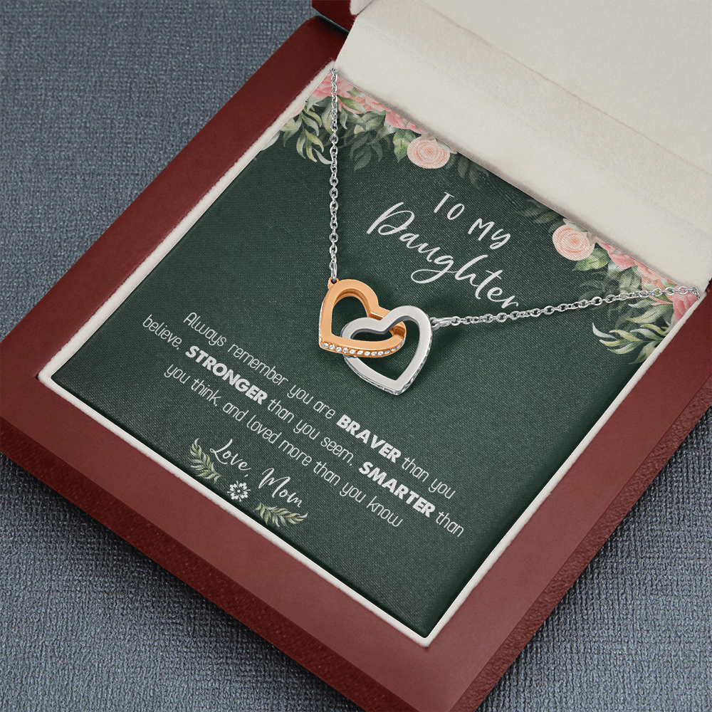 122D Necklace To My Daughter Birthday Gift From Mom, You Are Braver, Stronger,Smarter