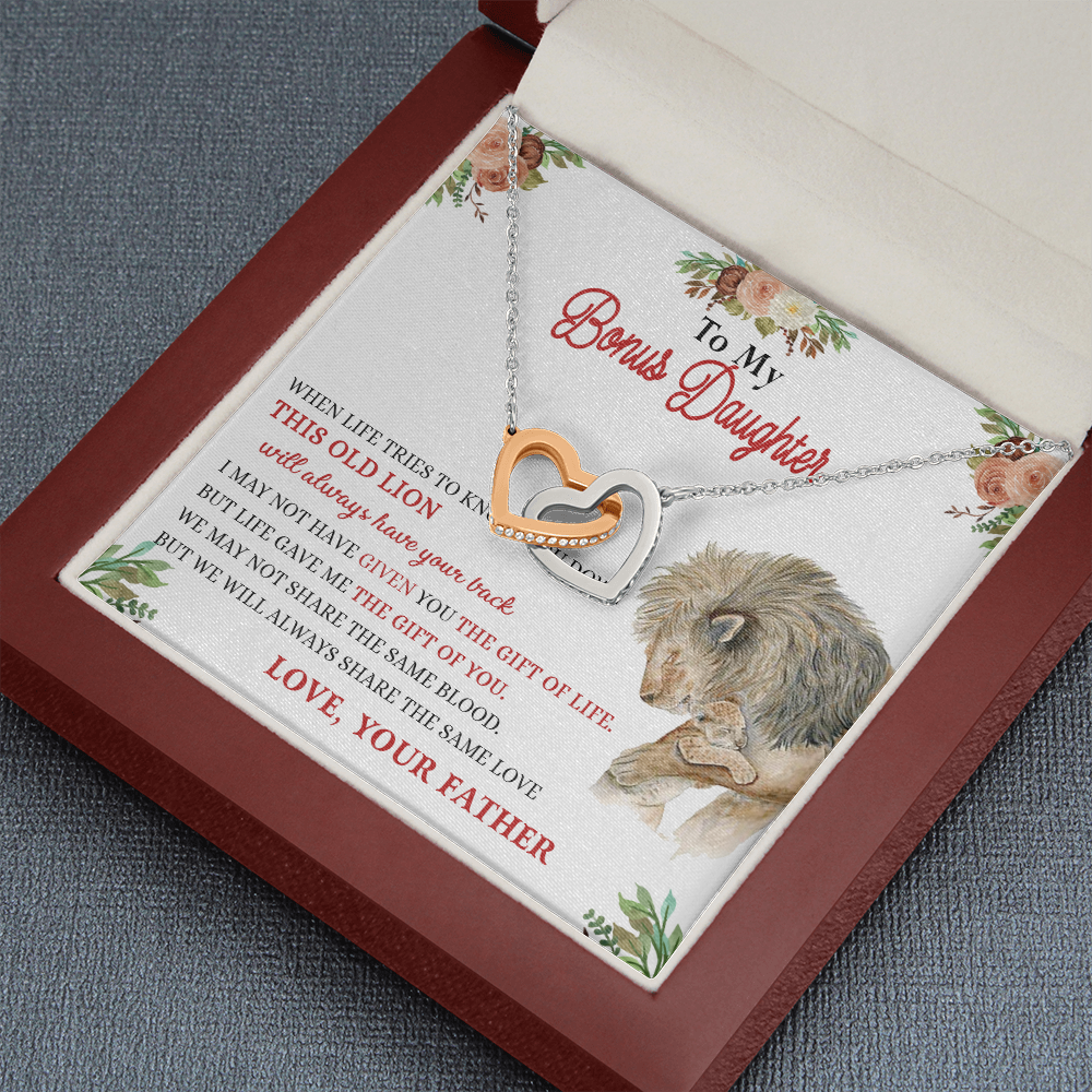 148D Necklace To My Bonus Daughter, Daughter Necklace Birthday Gift from Lion Father