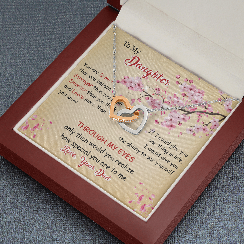 N366D To My Daughter Forever Love Heart Necklace, Birthday gift for Daughter from Dad