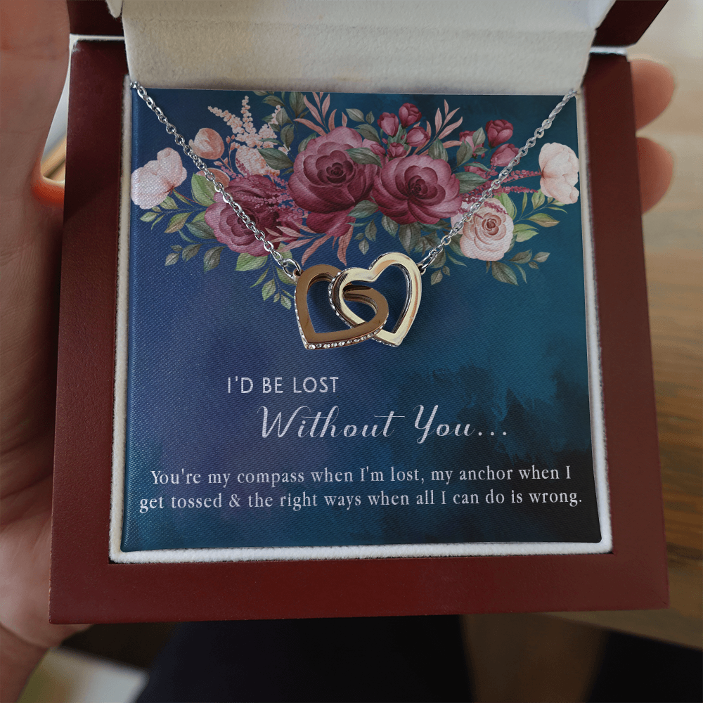 174D Necklace Gift for Girlfriend Wife, I'd Be Lost Without You Valentines Day Gifts