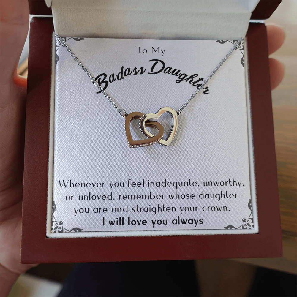 175D Necklace To Badass-Daughter, Daughter Necklace, I LOVE YOU Always From Dad Mom