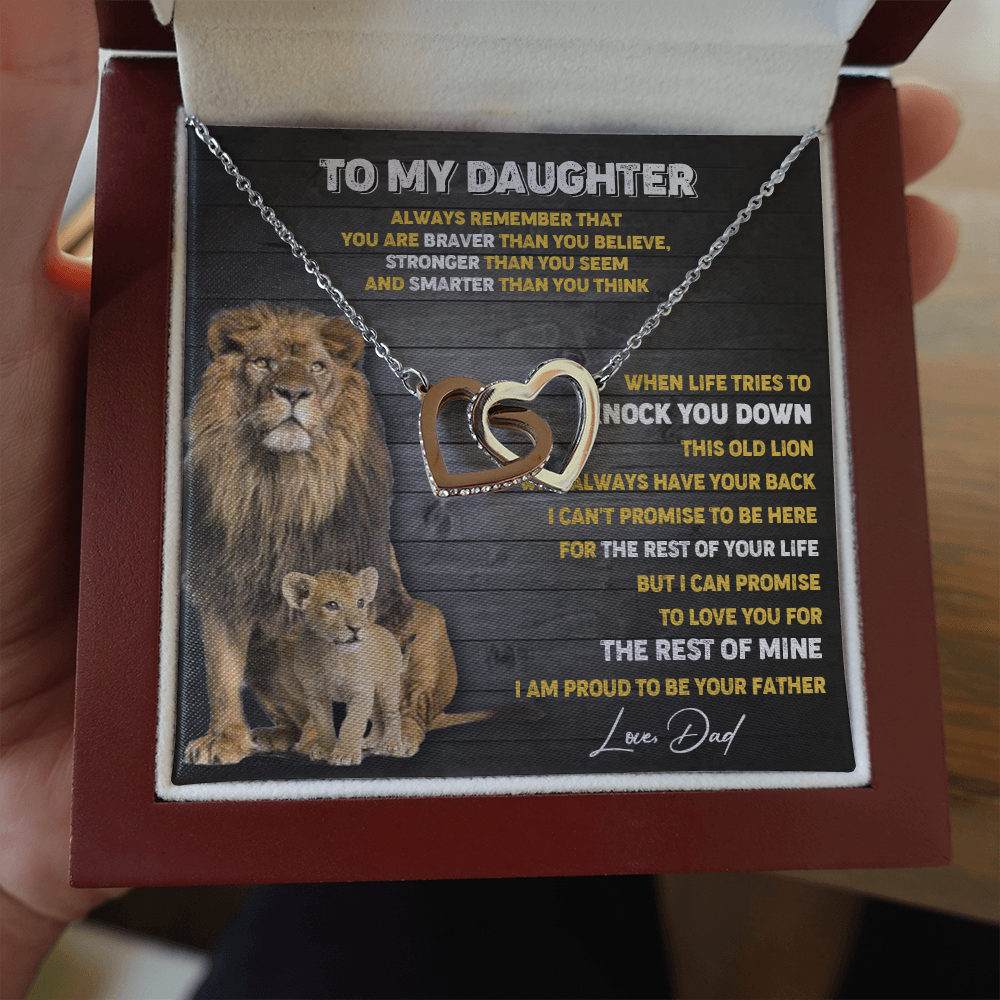 N374D To My Daughter Necklace, Xmas Gift For Daughter From Dad, Daughter Father Lion