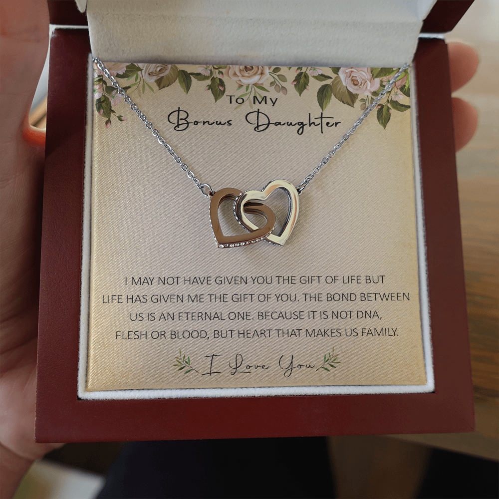 N367D To My Bonus Daughter Unique Gift Forever Love Heart Necklace for Step Daughter